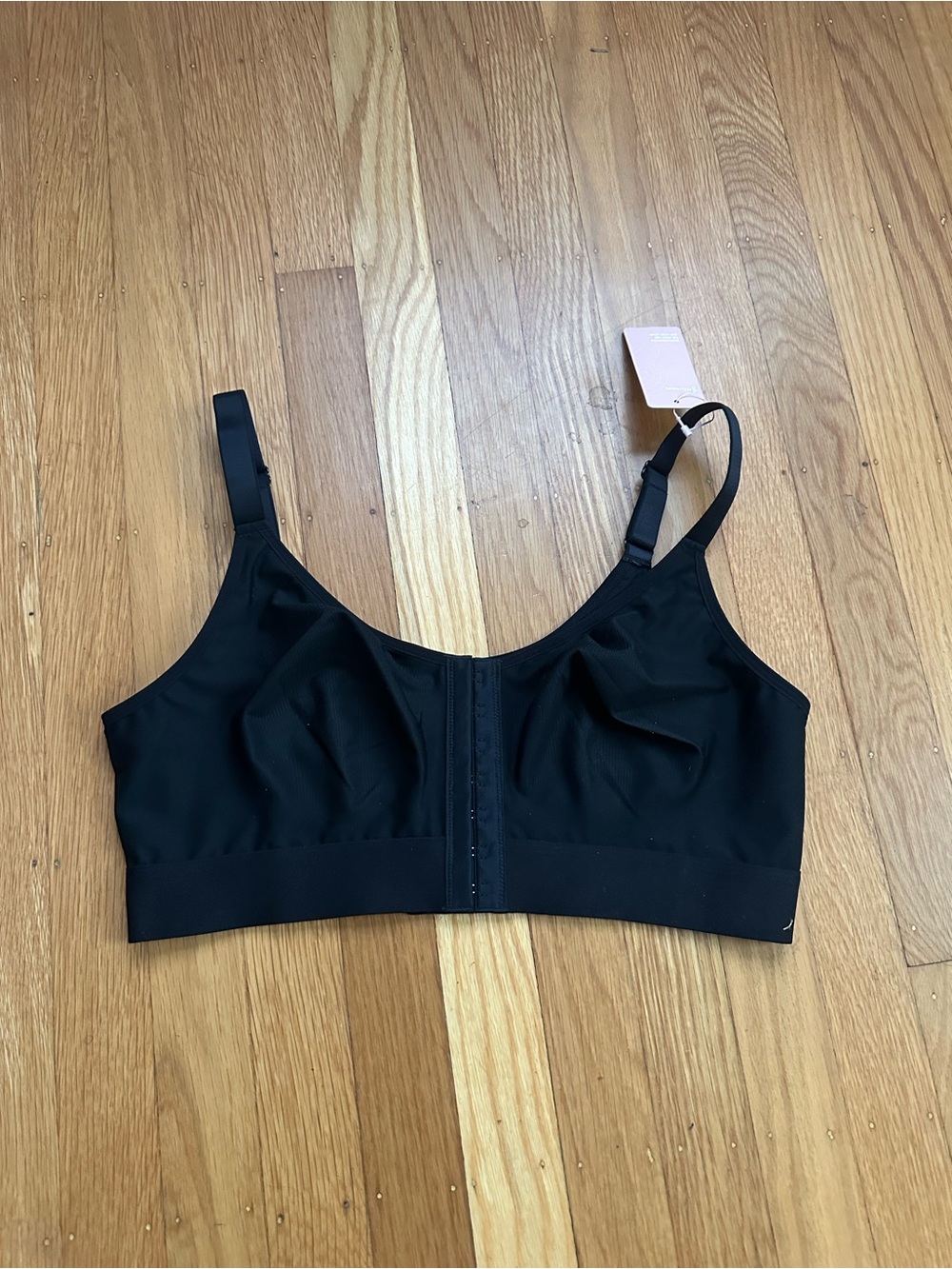 Front-Closure Black Comfort Bra with Adjustable Straps